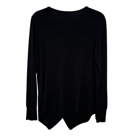 Betabrand Black Long-Sleeve Drape Front Top, M - Picture 2 of 9